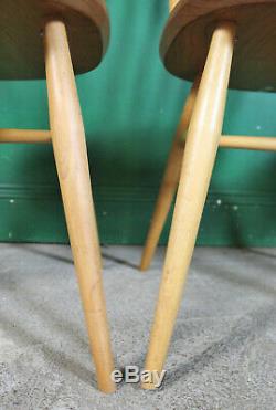 4 Blonde Ercol Quaker Dining Chairs, Retro, Kitchen, Vintage