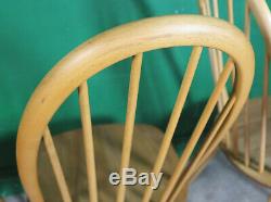 4 Blonde Ercol Quaker Dining Chairs, Retro, Kitchen, Vintage