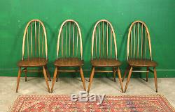 4 Ercol Quaker Chairs, Golden Dawn, Kitchen, Dining, Retro, Vintage