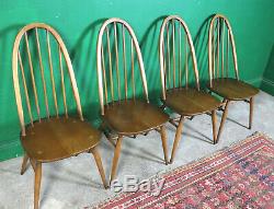 4 Ercol Quaker Chairs, Golden Dawn, Kitchen, Dining, Retro, Vintage