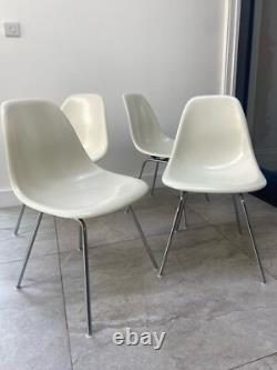 4 GENUINE CHARLES EAMES FIBREGLASS DSX VITRA CHAIRS-vintage retro kitchen dining
