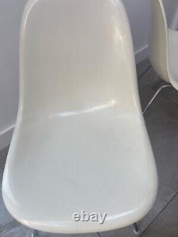 4 GENUINE CHARLES EAMES FIBREGLASS DSX VITRA CHAIRS-vintage retro kitchen dining