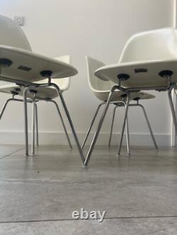 4 GENUINE CHARLES EAMES FIBREGLASS DSX VITRA CHAIRS-vintage retro kitchen dining