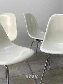 4 GENUINE CHARLES EAMES FIBREGLASS DSX VITRA CHAIRS-vintage retro kitchen dining