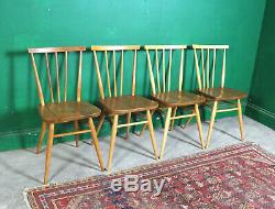 4 Mid Century Ercol Dining Chairs, Model 391, Windsor, Kitchen, Vintage, Retro