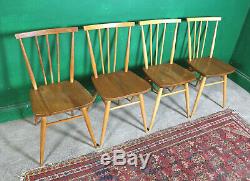 4 Mid Century Ercol Dining Chairs, Model 391, Windsor, Kitchen, Vintage, Retro