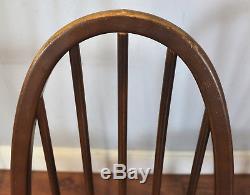 4 Mixed Vintage Ercol Dining Chairs, Kitchen, Retro, Mid Century, Quaker Windsor