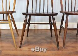 4 Mixed Vintage Ercol Dining Chairs, Kitchen, Retro, Mid Century, Quaker Windsor