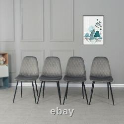 4 PCS Dining Chairs Velvet Padded Seat Metal Legs Kitchen Lounge Home Furniture