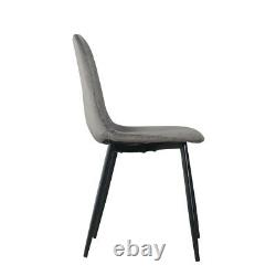 4 PCS Dining Chairs Velvet Padded Seat Metal Legs Kitchen Lounge Home Furniture