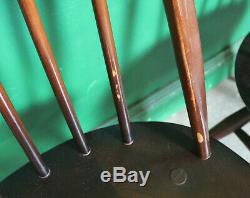 4 Vintage Ercol Quaker Dining Chairs, Dark Elm, Stickback, Retro, Kitchen