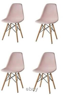 4 X Inspired Retro Wooden Metal Leg Plastic Dining Office Lounge Chair