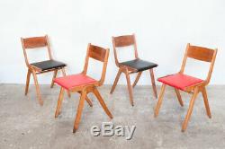 4 X MID Century Modern Beech Stacking Ben Chairs Vintage Retro 50's 60's Kitchen