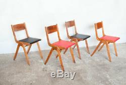 4 X MID Century Modern Beech Stacking Ben Chairs Vintage Retro 50's 60's Kitchen