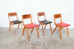 4 X MID Century Modern Beech Stacking Ben Chairs Vintage Retro 50's 60's Kitchen