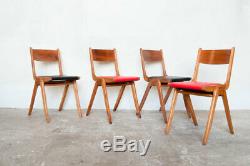 4 X MID Century Modern Beech Stacking Ben Chairs Vintage Retro 50's 60's Kitchen