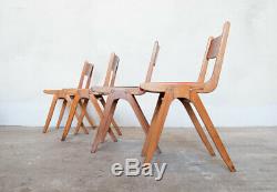 4 X MID Century Modern Beech Stacking Ben Chairs Vintage Retro 50's 60's Kitchen