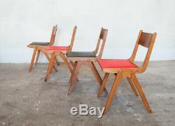 4 X MID Century Modern Beech Stacking Ben Chairs Vintage Retro 50's 60's Kitchen