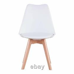 4 x Dining Chair Tulip Chairs Wooden Legs Office Kitchen Home Padded Seat WHite