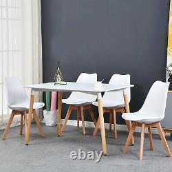 4 x Dining Chair Tulip Chairs Wooden Legs Office Kitchen Home Padded Seat WHite