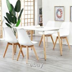 4 x Dining Chair Tulip Chairs Wooden Legs Office Kitchen Home Padded Seat WHite