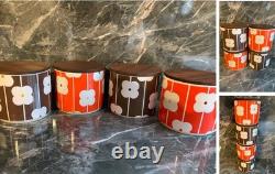 4 x Orla Kiely Abacus Flower Tea, Coffee, Sugar, Biscuits jars. SEE MY OTHERS