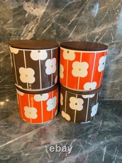 4 x Orla Kiely Abacus Flower Tea, Coffee, Sugar, Biscuits jars. SEE MY OTHERS