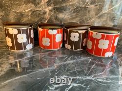 4 x Orla Kiely Abacus Flower Tea, Coffee, Sugar, Biscuits jars. SEE MY OTHERS