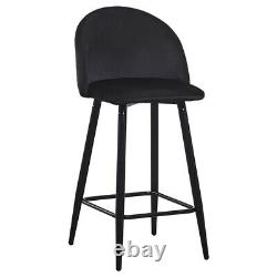 4 x Velvet Bar Stools Breakfast Chairs Dining Chair High Legs Kitchen Padded