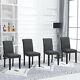 4pcs Dark Grey Dining Chairs High Back Fabric Upholstered Rivet Dining Room Home