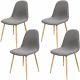 4pcs Wooden Dining Chairs Fabric Kitchen Seats Metal Living Room Sturdy Seating