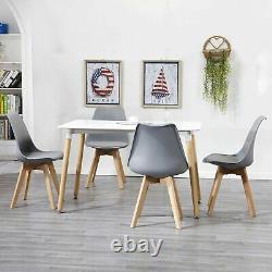 4x Dining Chairs Tulip Kitchen Lounge Room Plastic Wood Retro Padded Seat Grey