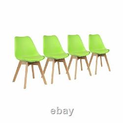 4x Dining Chairs Tulip Kitchen Table Lounge Room Plastic Wood Retro Padded Seat