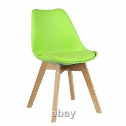 4x Dining Chairs Tulip Kitchen Table Lounge Room Plastic Wood Retro Padded Seat