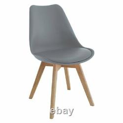 4x Dining Chairs Tulip Kitchen Table Lounge Room Plastic Wood Retro Padded Seat