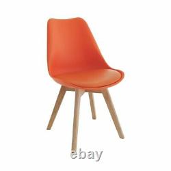 4x Dining Chairs Tulip Kitchen Table Lounge Room Plastic Wood Retro Padded Seat