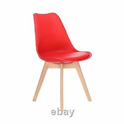 4x Dining Chairs Tulip Kitchen Table Lounge Room Plastic Wood Retro Padded Seat