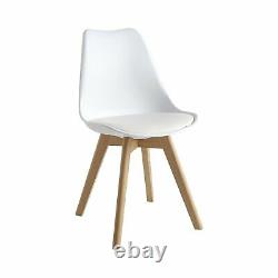 4x Dining Chairs Tulip Kitchen Table Lounge Room Plastic Wood Retro Padded Seat