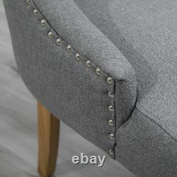 4x Gray Curved Button Tufted Dining Chair Fabric Upholstered Accent Lounge Chair