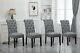 4x Grey Button Tufted High Back Dining Chairs Fabric Upholstered Room Kitchen
