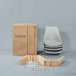 4x Tulip Dining Chair Eiffel Style Solid Wood Legs Plastic Padded Seat Grey Chai