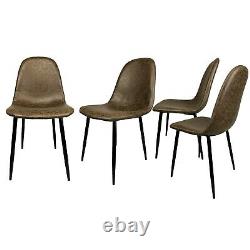 4x Vintage Dining Chairs Suede Brown Chair Kitchen Living Room by Bella Casa UK
