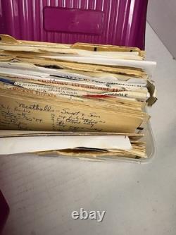 4x Vintage Grandmas Handwritten Recipe Cards & Clippings In Plastic Boxes Typed
