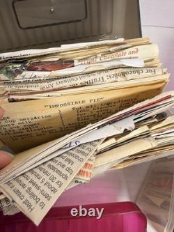 4x Vintage Grandmas Handwritten Recipe Cards & Clippings In Plastic Boxes Typed