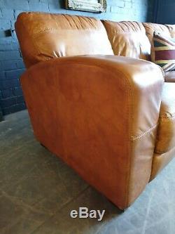 5003. Superb tan Vintage 4 Seater Leather Club Corner Sofa Suite Courier Av