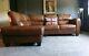 5005. Chesterfield Vintage Corner Brown Club 3 Seater Leather Sofa Delivery Av