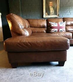 5005. Chesterfield Vintage Corner Brown Club 3 Seater Leather Sofa DELIVERY AV