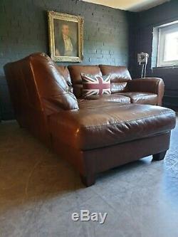 5005. Chesterfield Vintage Corner Brown Club 3 Seater Leather Sofa DELIVERY AV