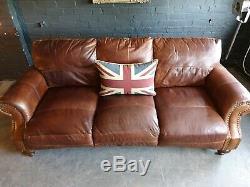 5008. Chesterfield Leather Vintage 3 Seater Club Brown Sofa DELIVERY AVAILABLE