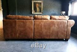 5013. Chesterfield Vintage tan 3 Seater Leather Club Corner sofa DELIVERY AV